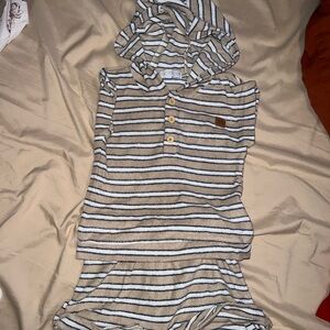 Rachel Zoe Tan and Navy Striped Hoodie Set